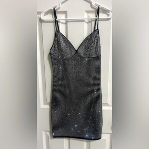 Black dress with silver Rhinestones